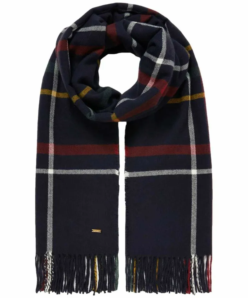 Joules Farah Purple and Navy Check Scarf