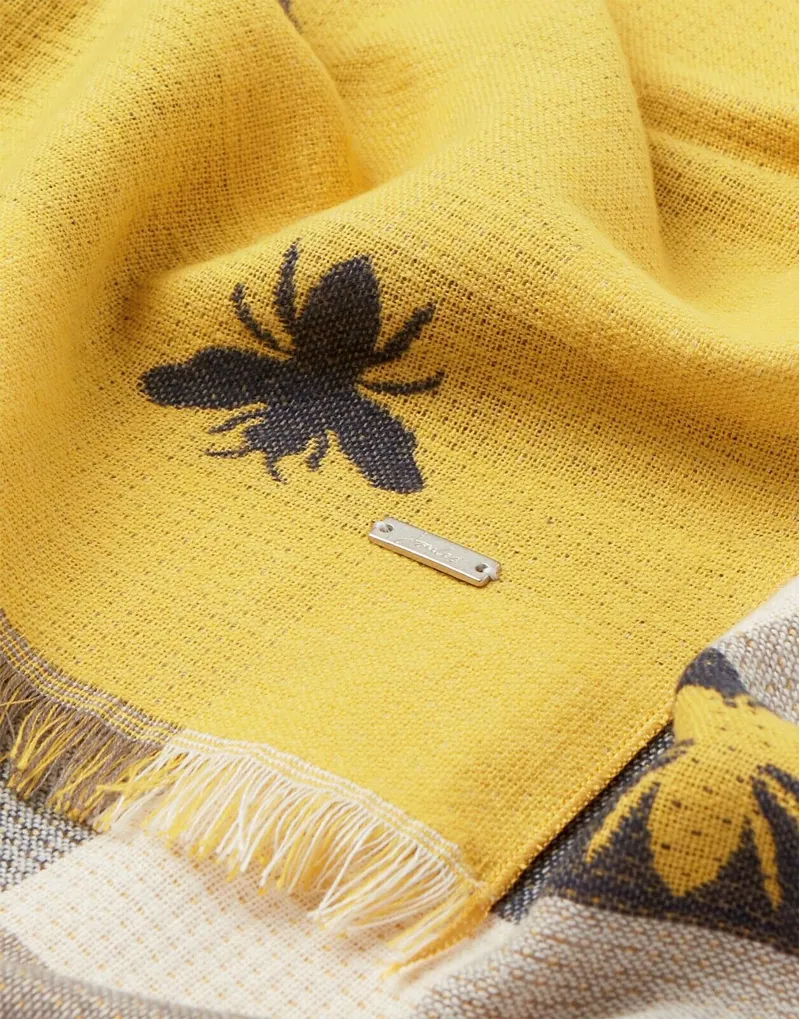 Joules Farnsley Gold Bee Check Scarf-2