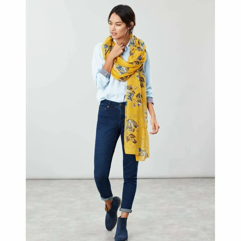 Joules Wensley Gold Floral Scarf-1