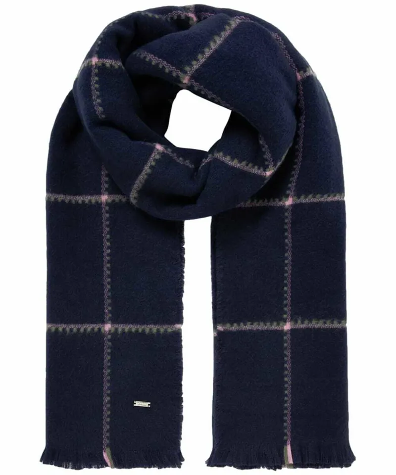 Joules Stamford Navy Check Scarf