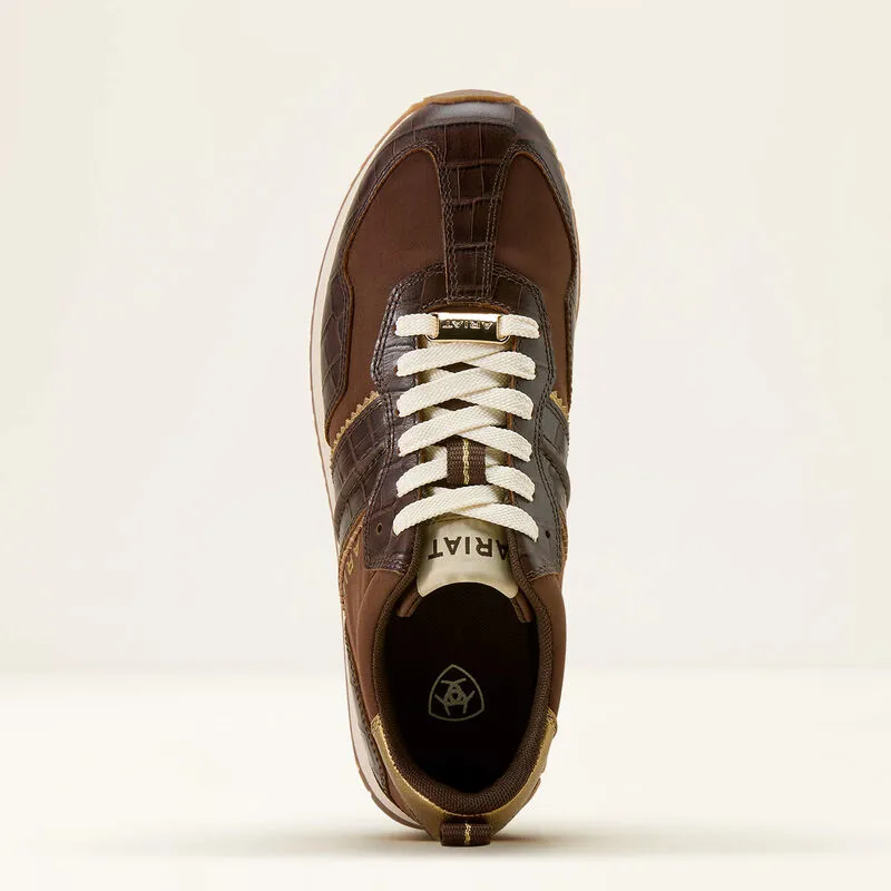 Ariat Ranch Runner Trainer - Aged Tan / Luxe Espresso Croc Print-3