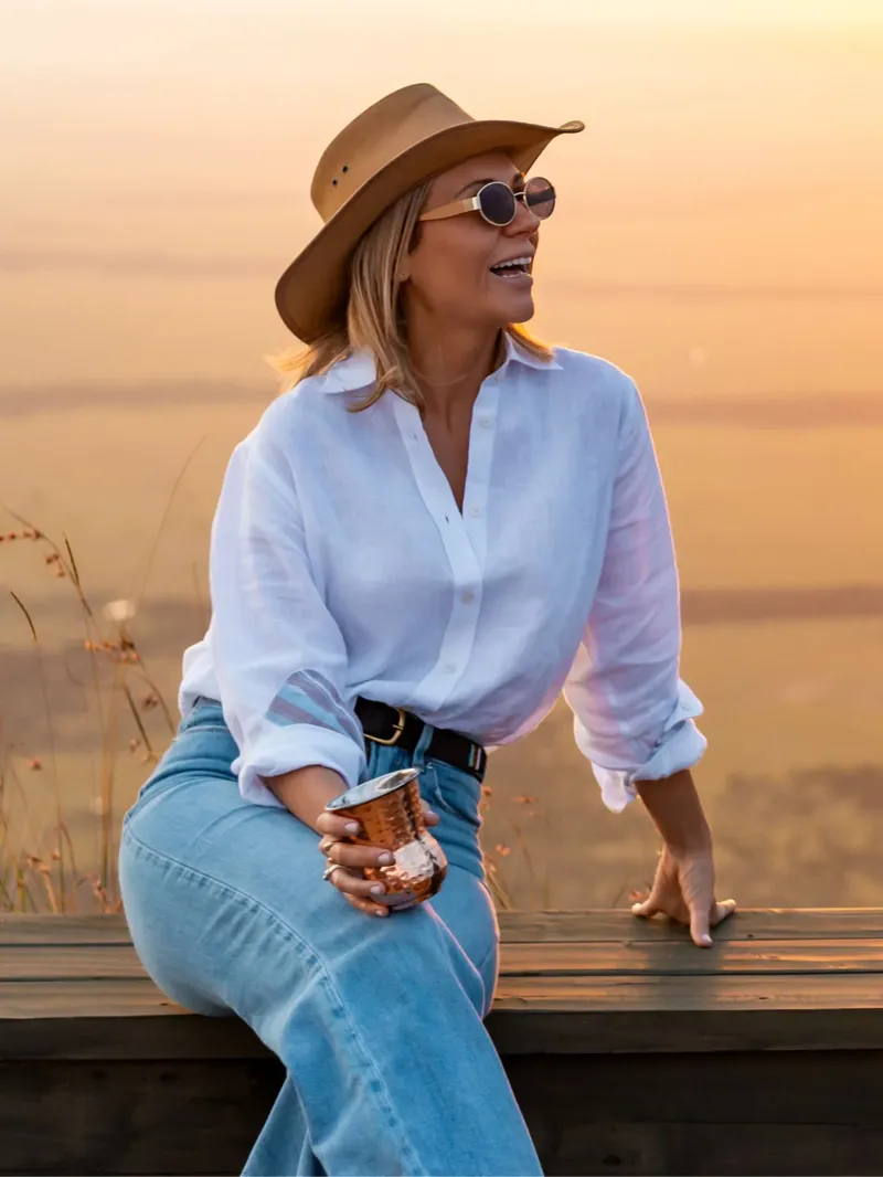 KOY Ladies Linen Shirt - White