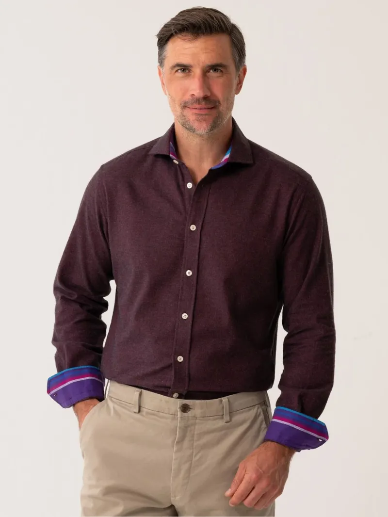 KOY Cotton/Cashmere Shirt - Burgundy