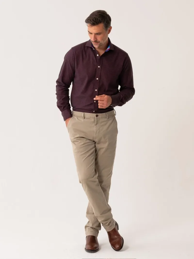 KOY Cotton/Cashmere Shirt - Burgundy-1