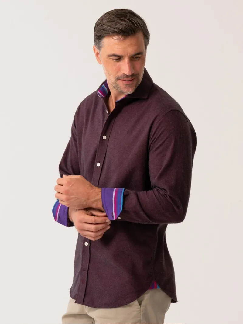 KOY Cotton/Cashmere Shirt - Burgundy-4