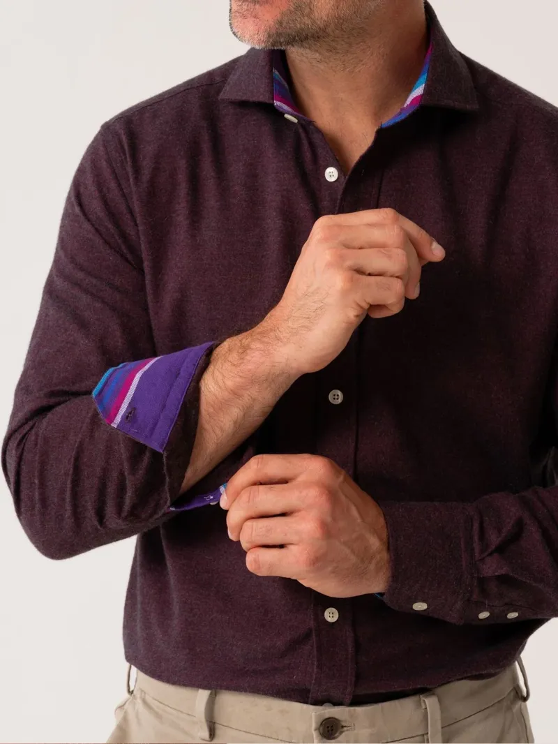 KOY Cotton/Cashmere Shirt - Burgundy-5