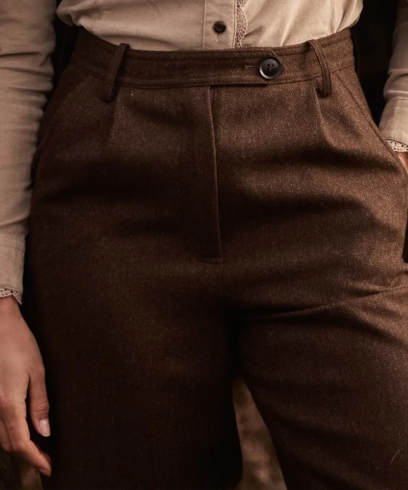 Schoffel Arabella Tweed Trousers - Chocolate Herringbone Tweed-2