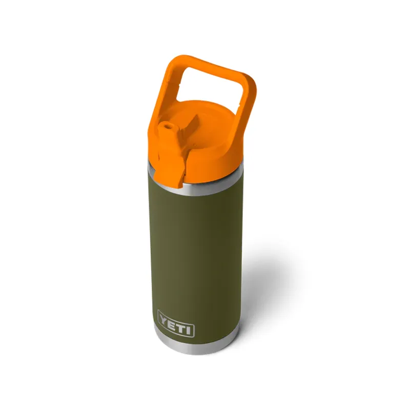 YETI Rambler 18 Oz Olive/King Crab Orange Bottle with Straw Cap-1