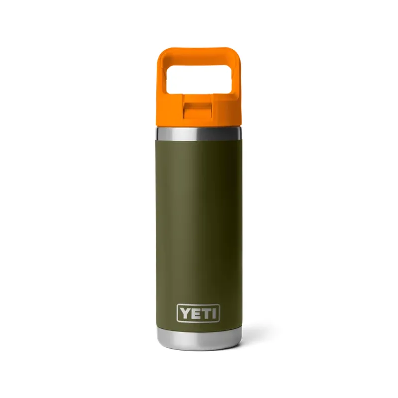 YETI Rambler 18 Oz Olive/King Crab Orange Bottle with Straw Cap