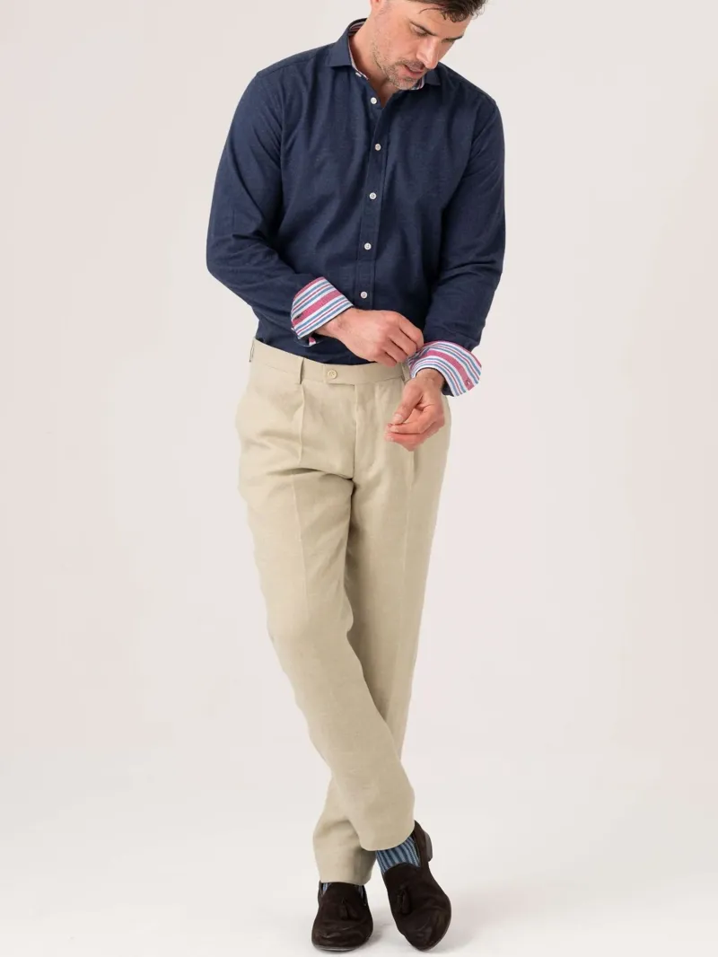 KOY Cotton/Cashmere Shirt - Navy-2