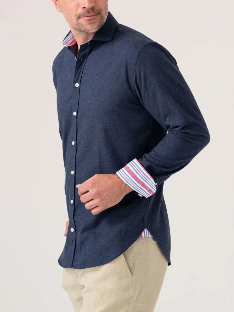 KOY Cotton/Cashmere Shirt - Navy-3