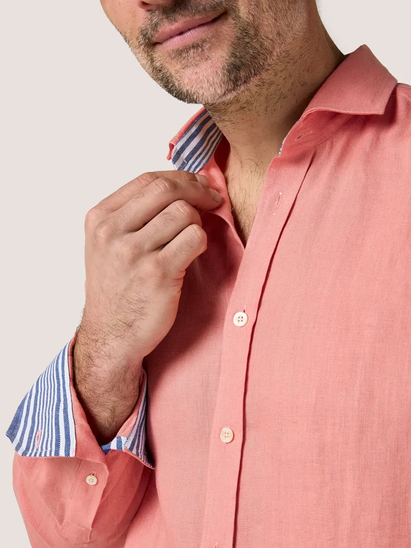 KOY Linen Shirt - Salmon Pink-5