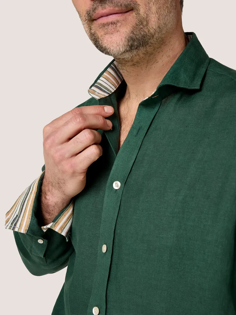 KOY Linen Shirt - Forest Green-4