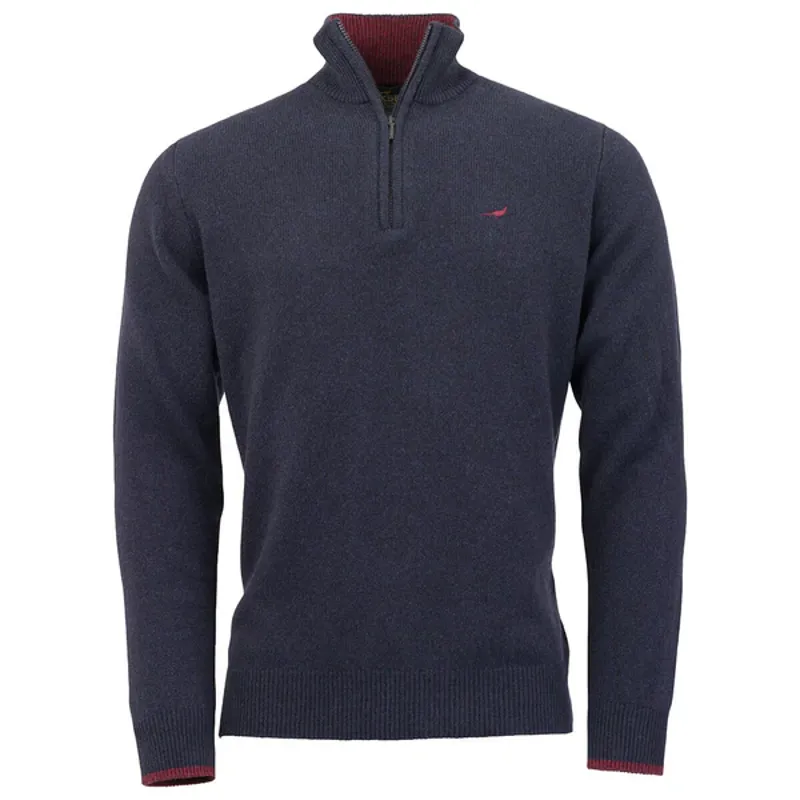 Laksen Brompton Zip Neck Lambswool Jumper - Dark Storm