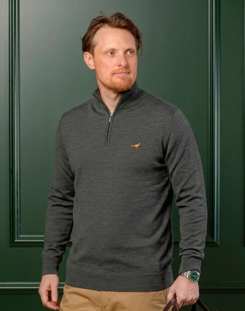 Laksen Norfolk Zip Neck Jumper - Loden Green-2