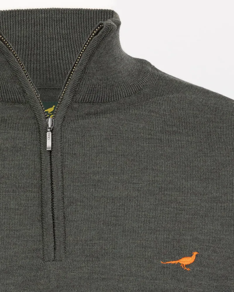 Laksen Norfolk Zip Neck Jumper - Loden Green-1
