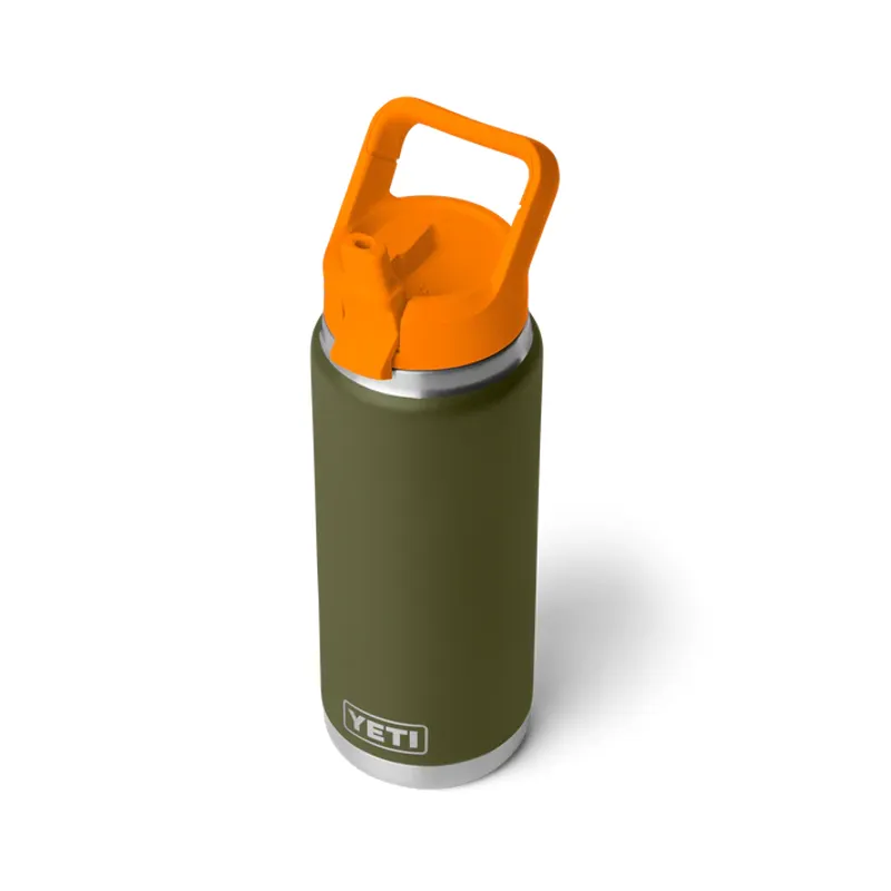 YETI Rambler 26 Oz Olive / King Crab Orange Bottle with Straw Cap-1