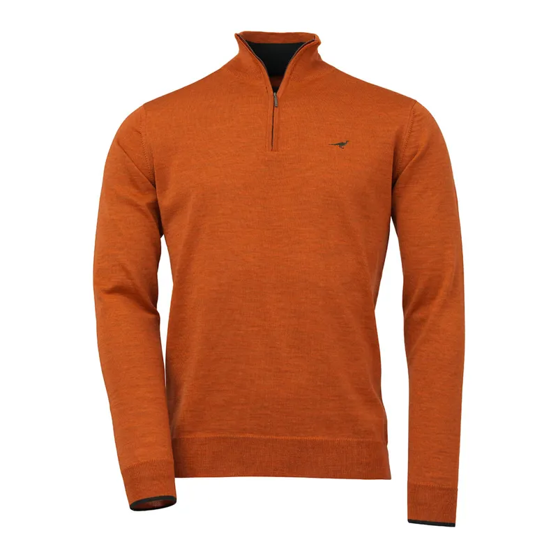 Laksen Norfolk Burnt Orange Zip Neck Jumper