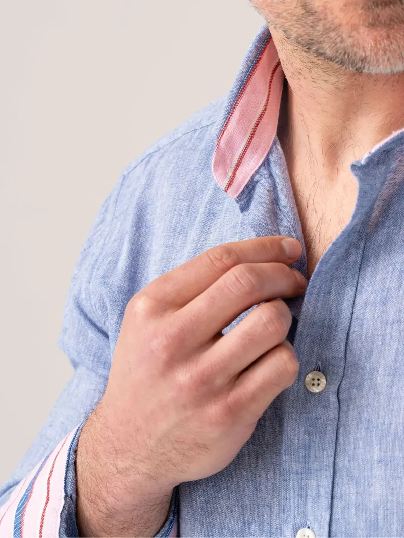 KOY Cotton/Linen Shirt - Blue-4