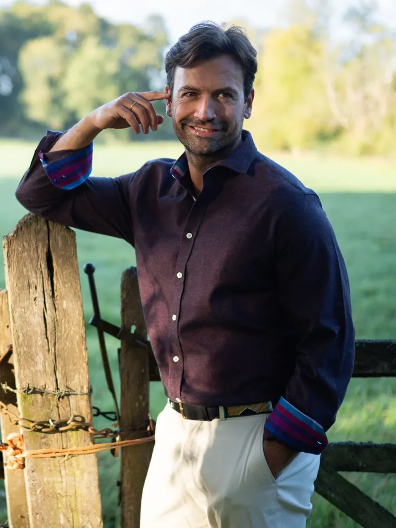 KOY Cotton/Cashmere Shirt - Burgundy-8