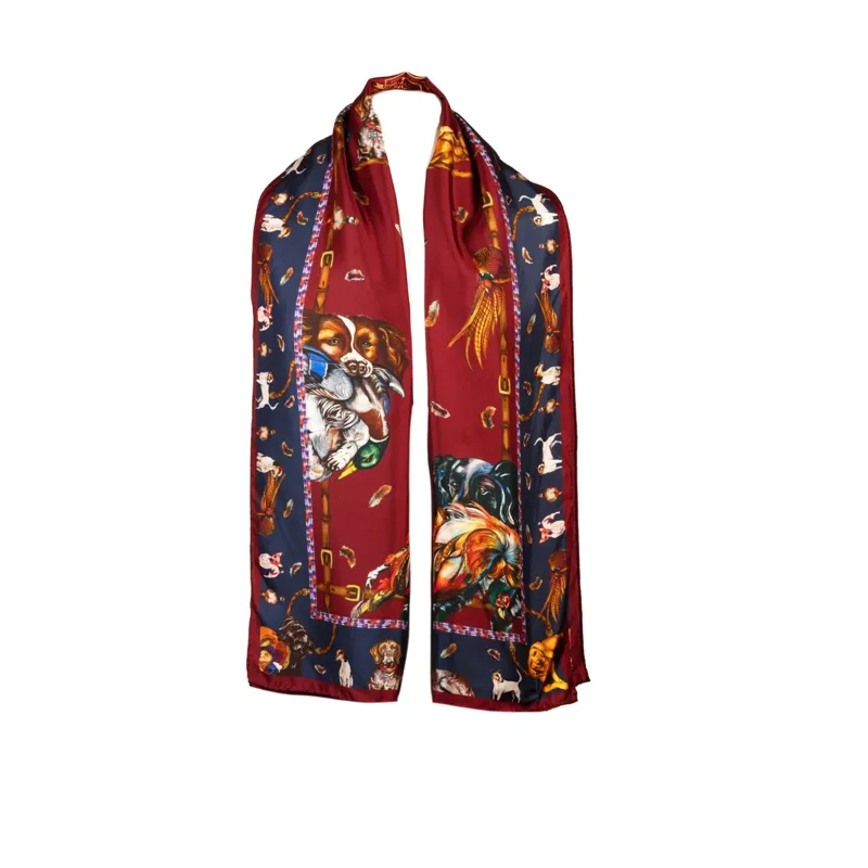 Clare Haggas It's a Dog's Life Claret Red and Navy Classic Scarf-3