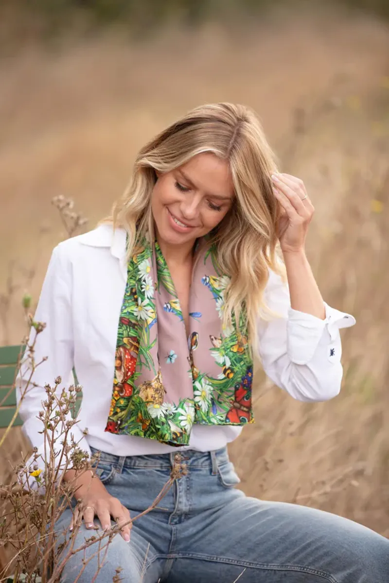 Clare Haggas Spiritual Awakening Antique Rose Narrow Scarf-1