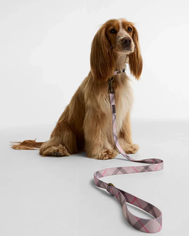 Barbour Tartan Printed Dog Lead - Pink Tartan