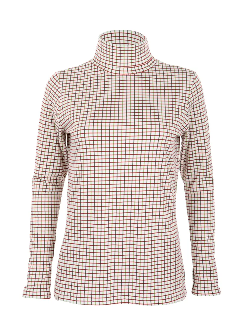 Ginger and Jardine Ladies Green Check Bamboo Cosy Roll Neck