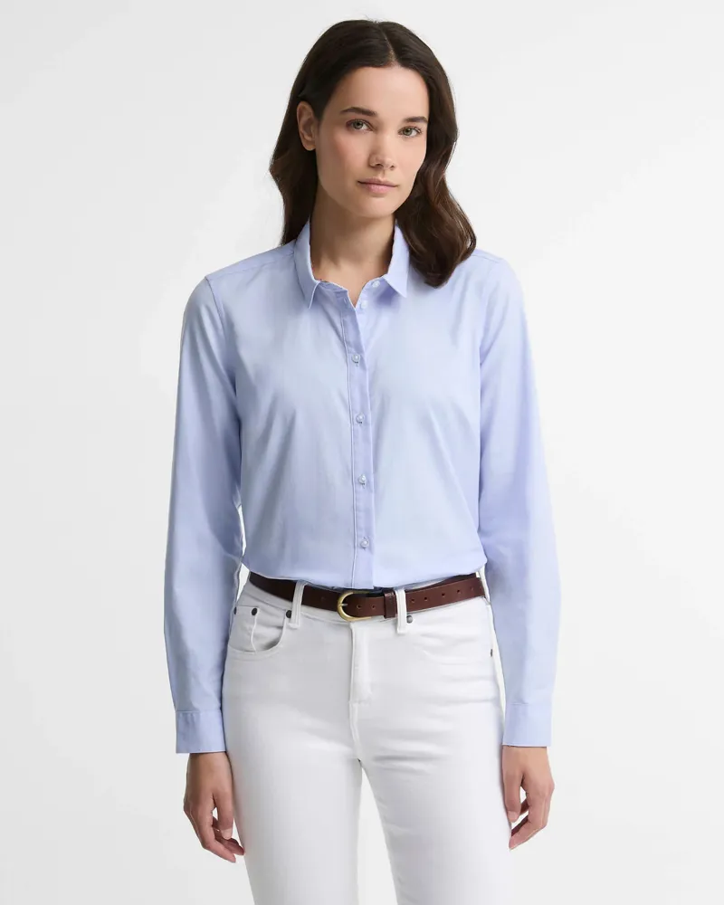 Barbour Ladies Derwent Regular Long-Sleeved Shirt - Pale Blue / Muted Tartan