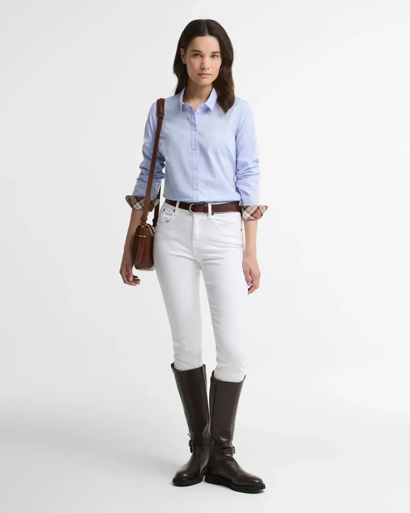 Barbour Ladies Derwent Regular Long-Sleeved Shirt - Pale Blue / Muted Tartan-1