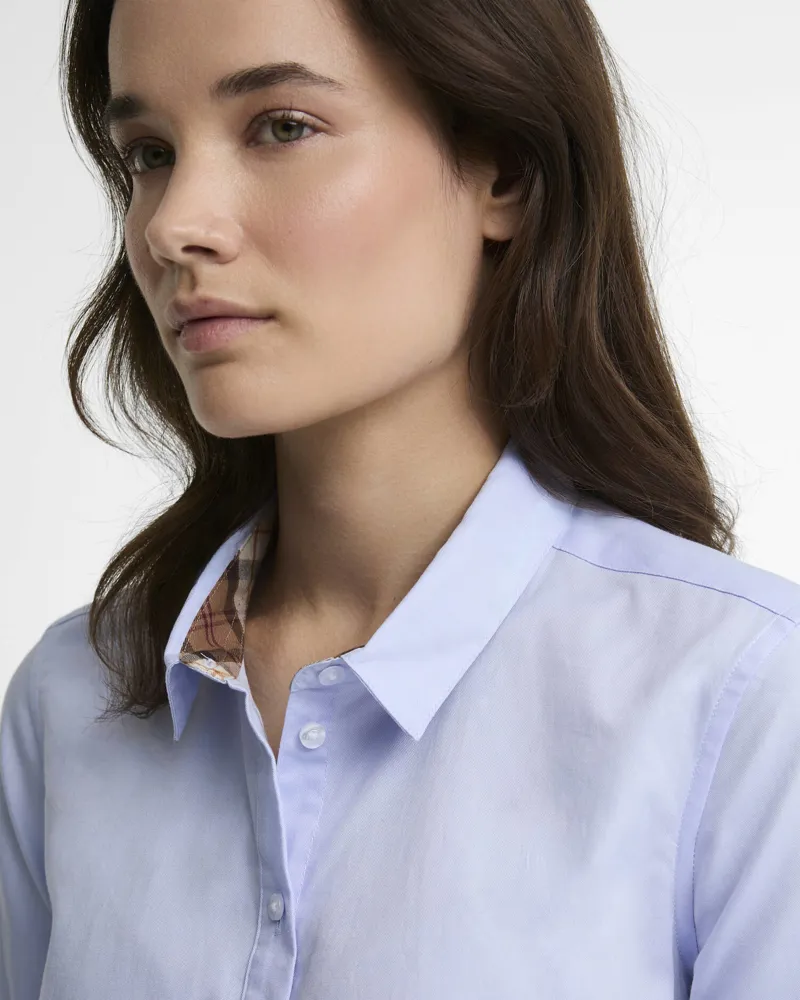 Barbour Ladies Derwent Regular Long-Sleeved Shirt - Pale Blue / Muted Tartan-3