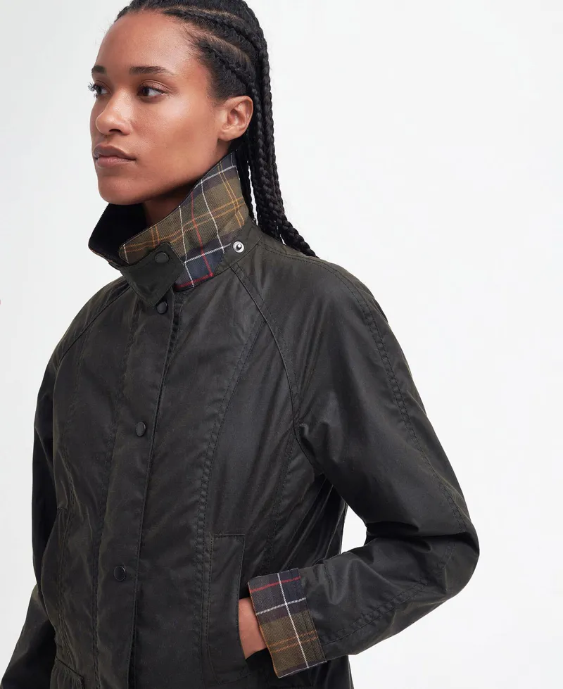 Barbour Ladies Classic Beadnell Waxed Jacket - Olive-4