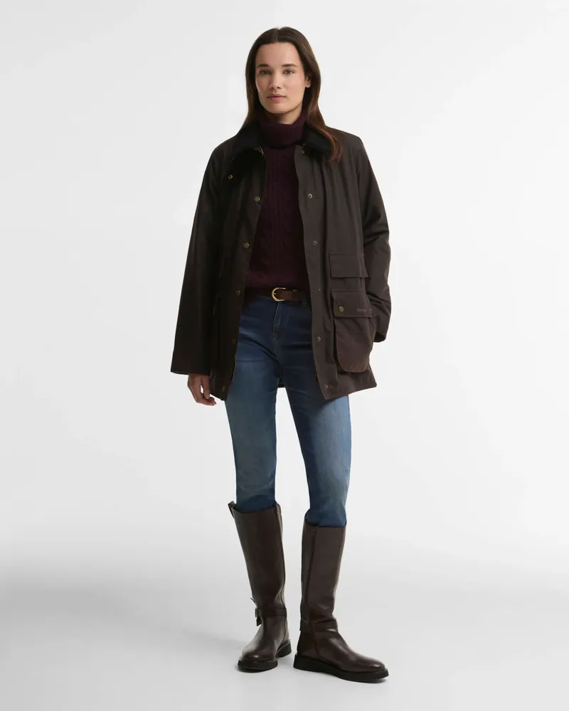 Barbour Ladies Modern Border Waxed Jacket - Rusted/Muted-1