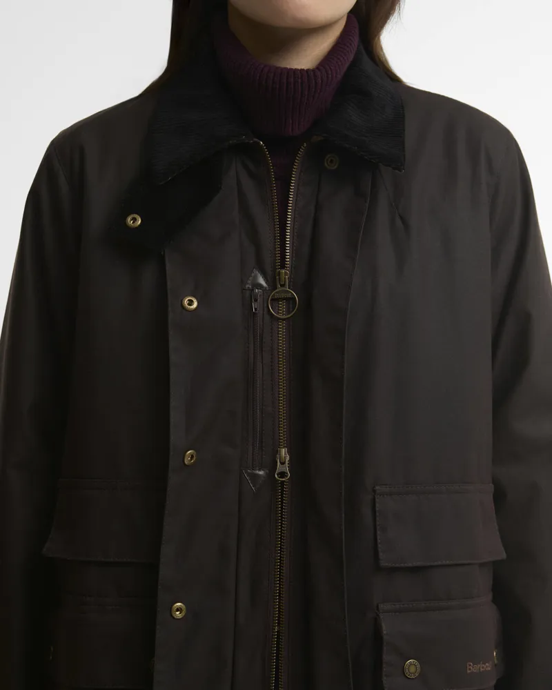 Barbour Ladies Modern Border Waxed Jacket - Rusted/Muted-3
