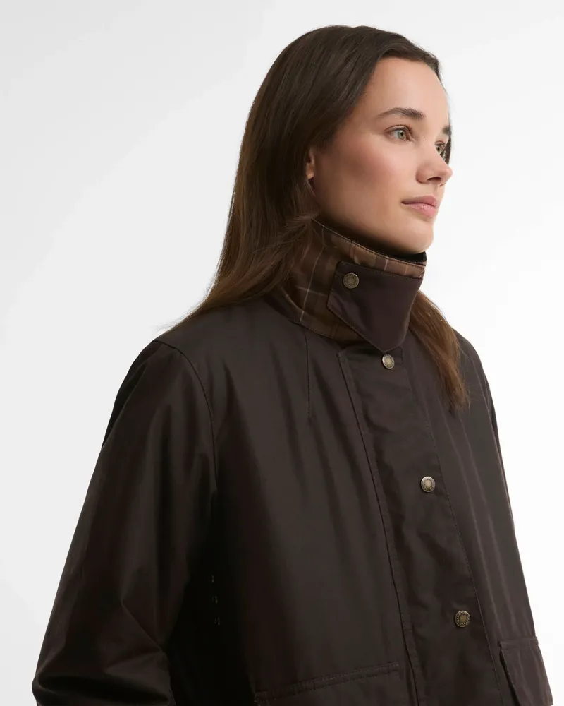 Barbour Ladies Modern Border Waxed Jacket - Rusted/Muted-4