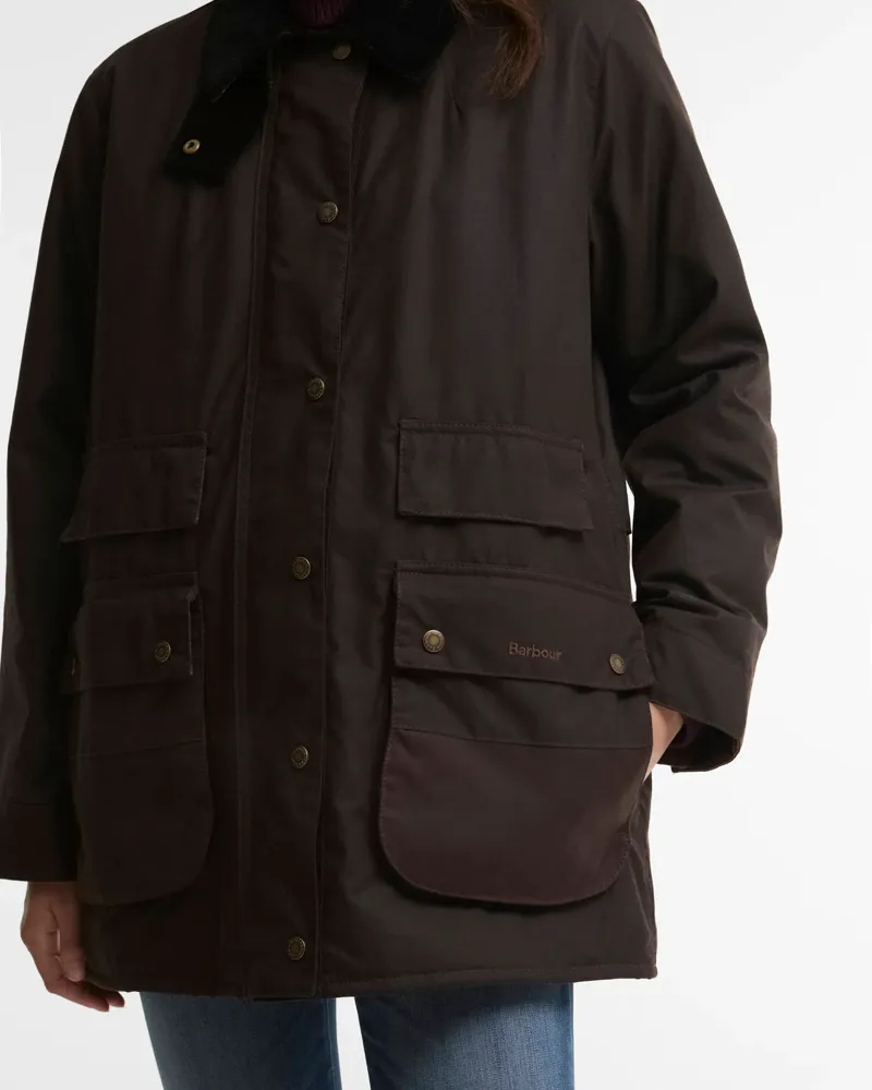 Barbour Ladies Modern Border Waxed Jacket - Rusted/Muted-5