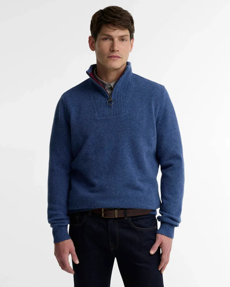 Barbour Nelson Essential Quarter-Zip Jumper - Deep Blue