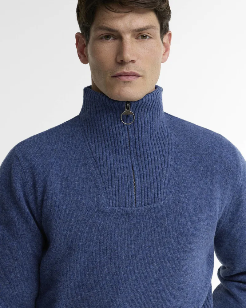 Barbour Nelson Essential Quarter-Zip Jumper - Deep Blue-3