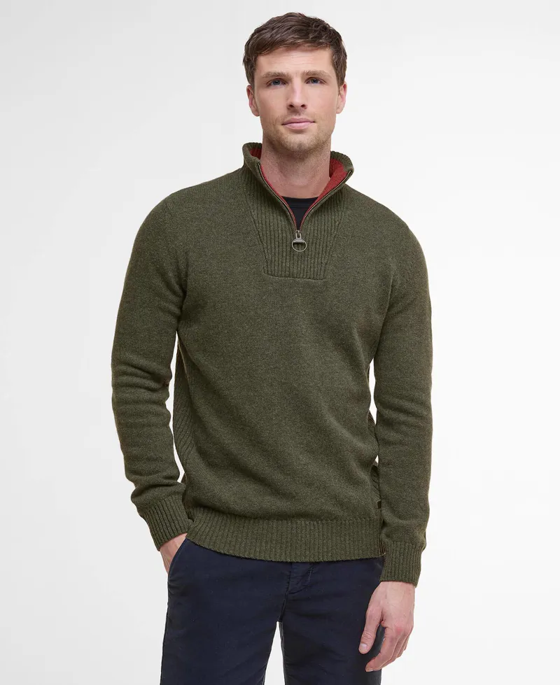 Barbour Nelson Essential Quarter-Zip Jumper - Seaweed