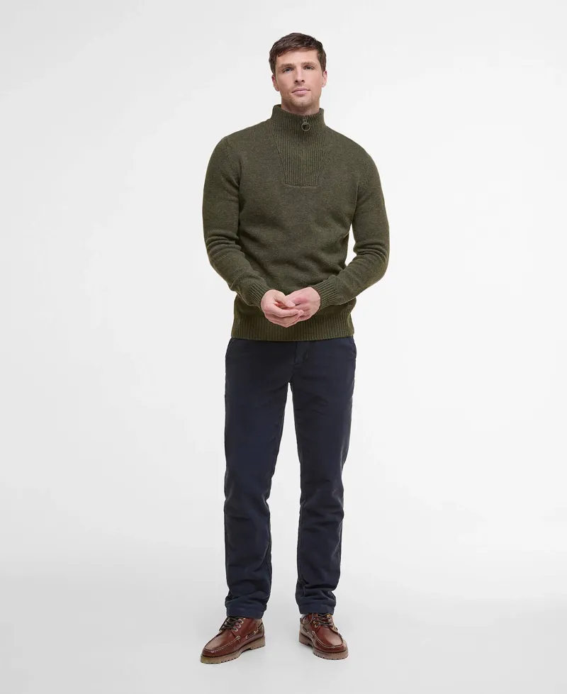 Barbour Nelson Essential Quarter-Zip Jumper - Seaweed-1