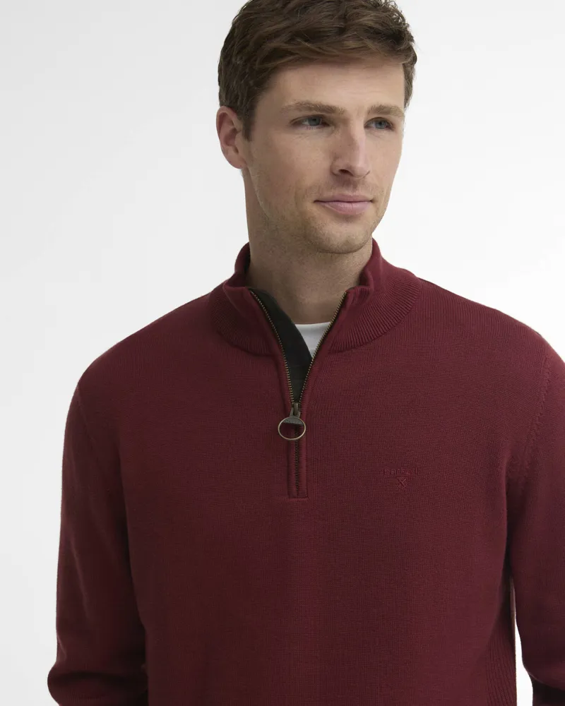 Barbour Cotton Quarter-Zip Jumper - Russet-3