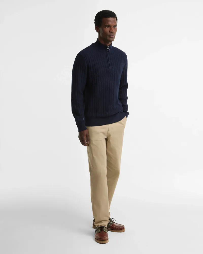 Barbour Herringbone Half-Zip Jumper - Navy-1