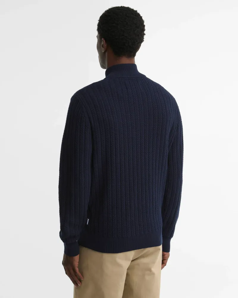 Barbour Herringbone Half-Zip Jumper - Navy-2