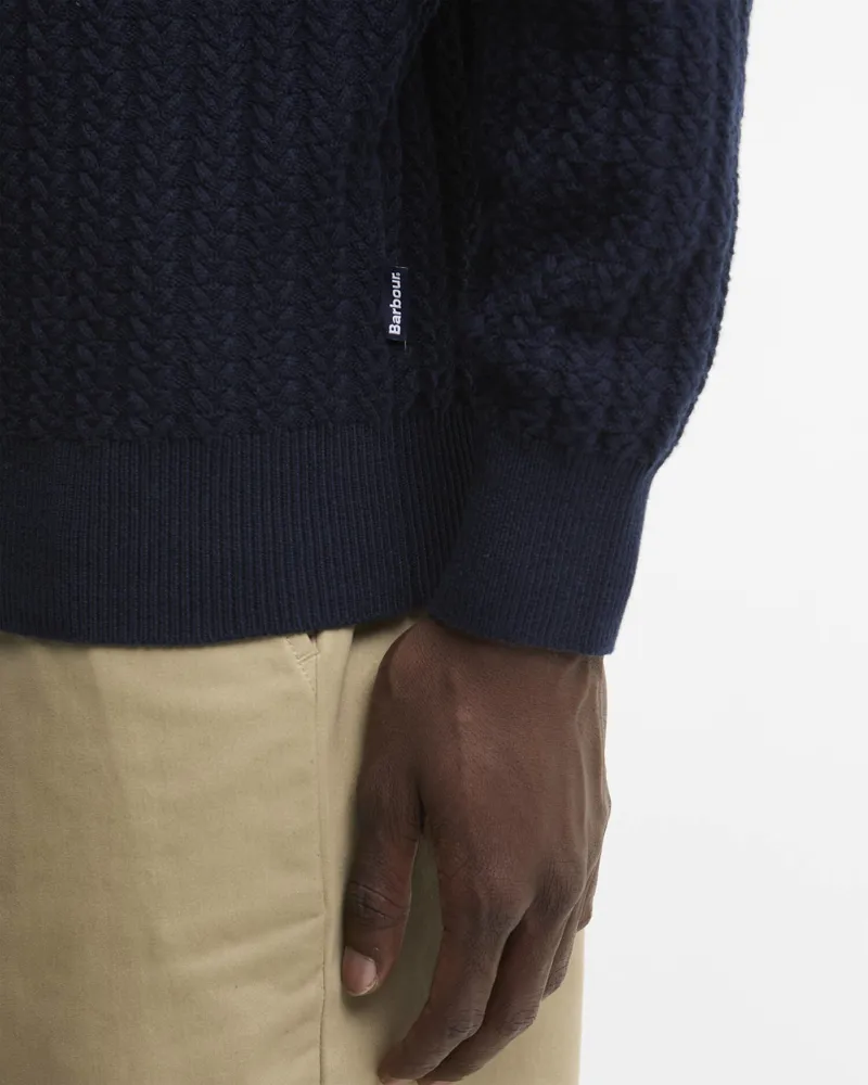 Barbour Herringbone Half-Zip Jumper - Navy-4