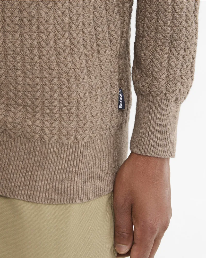 Barbour Herringbone Half-Zip Jumper - Stone-4