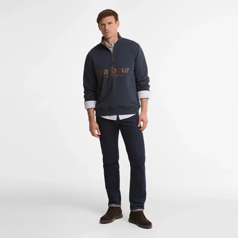 Barbour Fosse Half Zip Sweatshirt - Navy-3