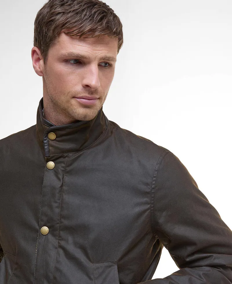 Barbour Hereford Waxed Jacket - Olive-4