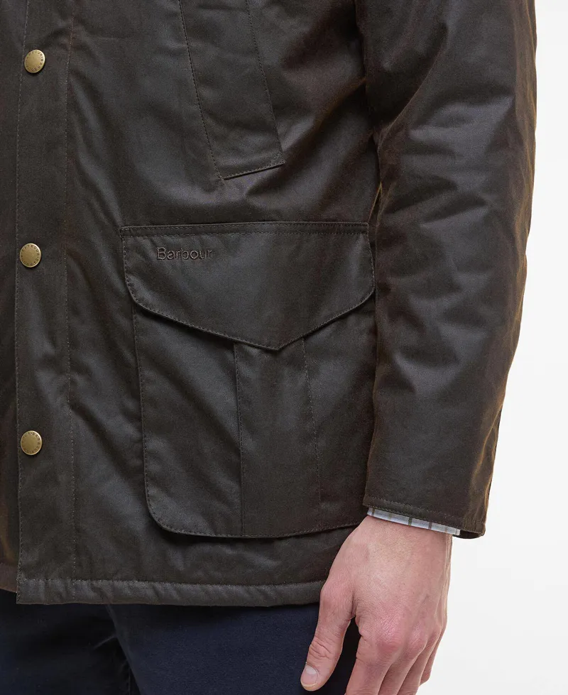 Barbour Hereford Waxed Jacket - Olive-7