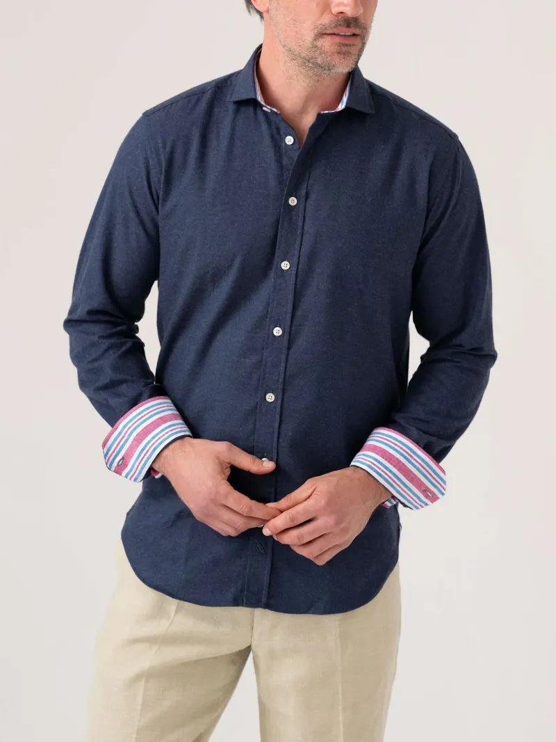 KOY Cotton/Cashmere Shirt - Navy