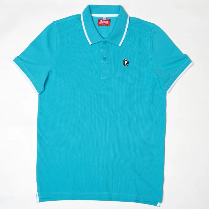 Perazzi Cotton Polo With Short Sleeve - Celeste